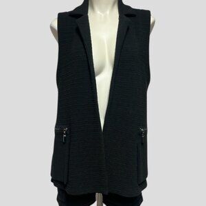 Joseph Ribkoff Black Textured Open Vest Cardigan